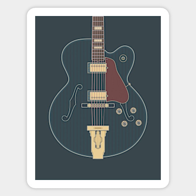 Vintage Single Cut Hollow Body Guitar Sticker by milhad